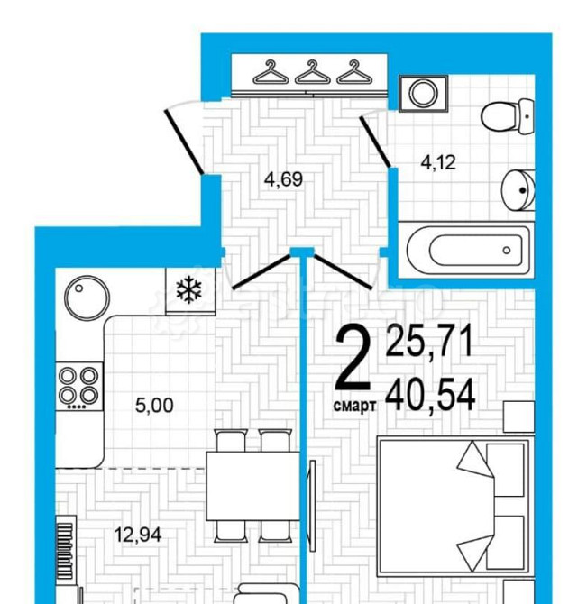 2-комн. квартира, 40.54 м2, 12/25 эт. Уфа - изображение 1