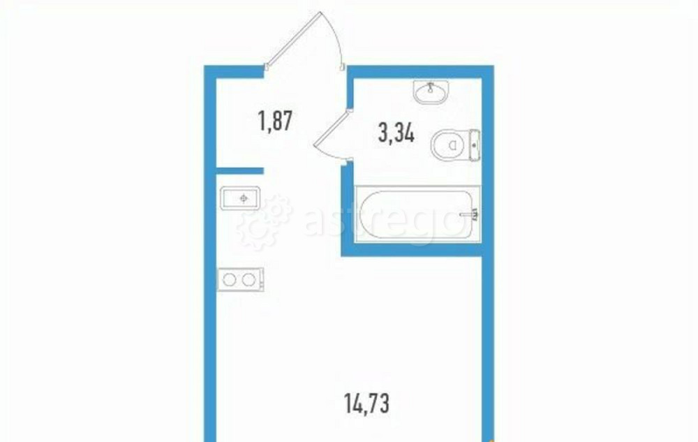 Студия, 21.21 м2, 2/12 эт. Санкт-Петербург - изображение 1