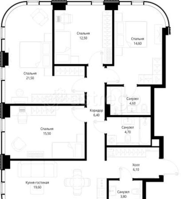 4-комн. квартира, 109.3 м2, 11/30 эт. Москва - изображение 7