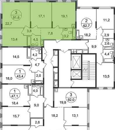 3-комн. квартира, 91 м2, 16/17 эт. Москва