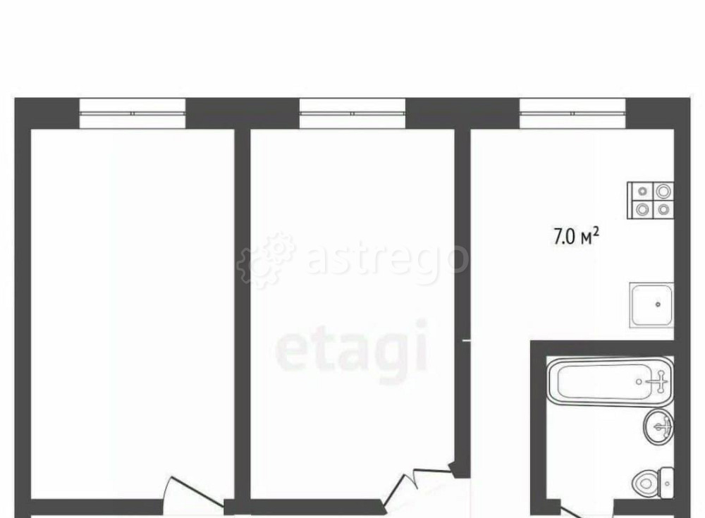 2-комн. квартира, 42.6 м2, 5/5 эт. Норильск - изображение 4
