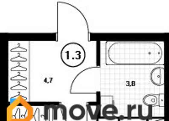Студия, 28.2 м2, 12/17 эт. Пушкино
