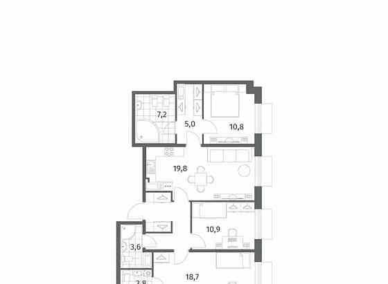 3-комн. квартира, 88.5 м2, 2/8 эт. Санкт-Петербург