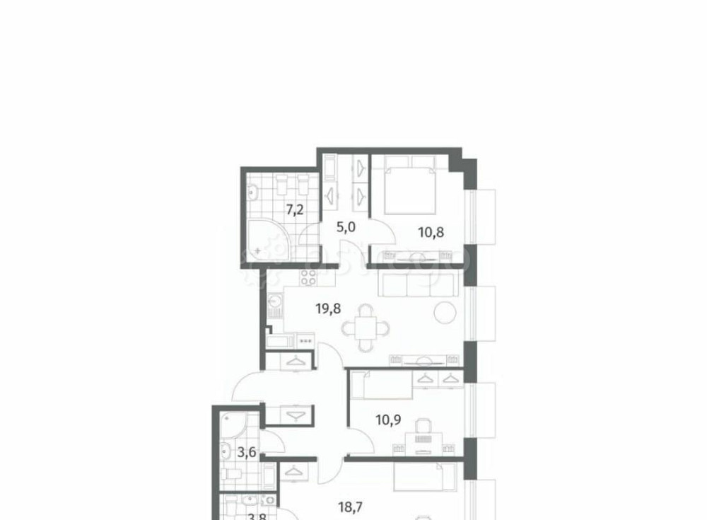 3-комн. квартира, 88.5 м2, 2/8 эт. Санкт-Петербург - изображение 6