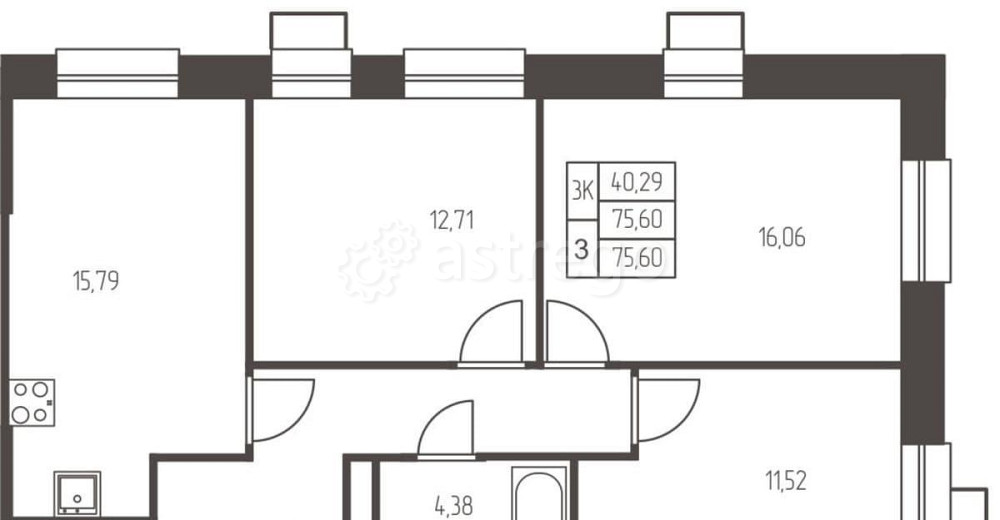 3-комн. квартира, 75.6 м2, 19/25 эт. Ивантеевка - изображение 1
