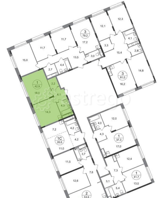 1-комн. квартира, 42 м2, 3/17 эт. Москва - изображение 4