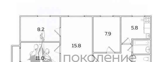 4-комн. квартира, 60 м2, 4/5 эт. Фрязино