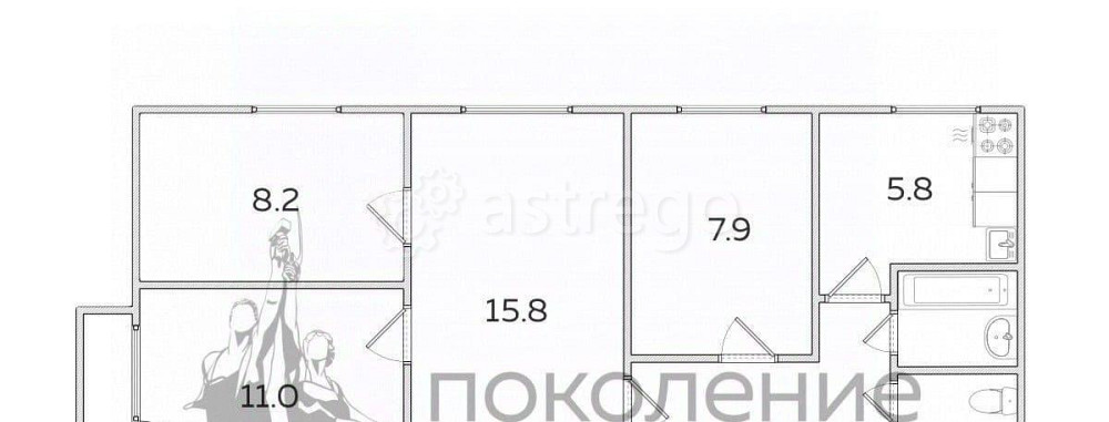 4-комн. квартира, 60 м2, 4/5 эт. Фрязино - изображение 6