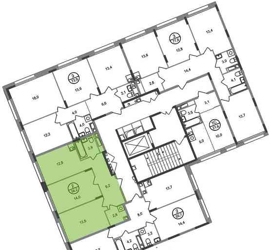2-комн. квартира, 56 м2, 5/17 эт. Москва