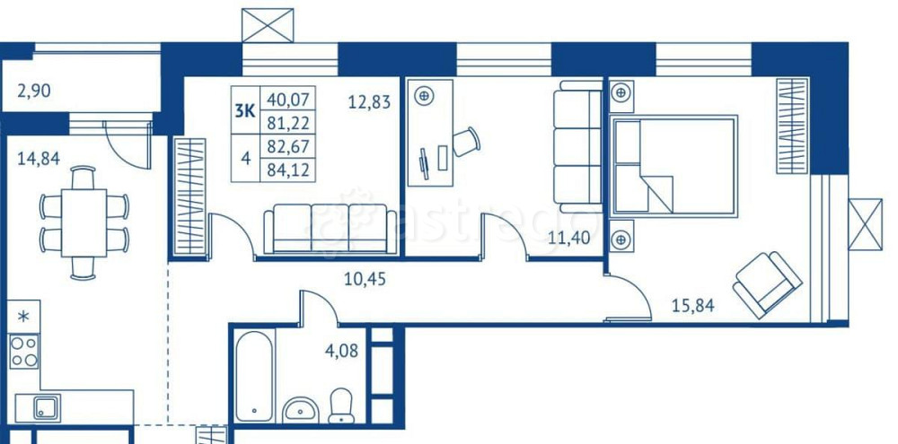 3-комн. квартира, 81.22 м2, 12/22 эт. Королев - изображение 1