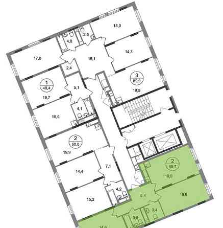 2-комн. квартира, 65 м2, 17/17 эт. Москва