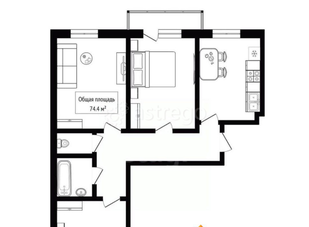3-комн. квартира, 74.4 м2, 1/9 эт. Горно-Алтайск - изображение 6