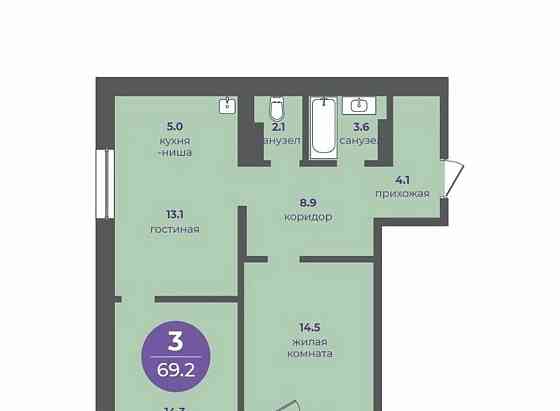 3-комн. квартира, 69.2 м2, 8/24 эт. Красноярск
