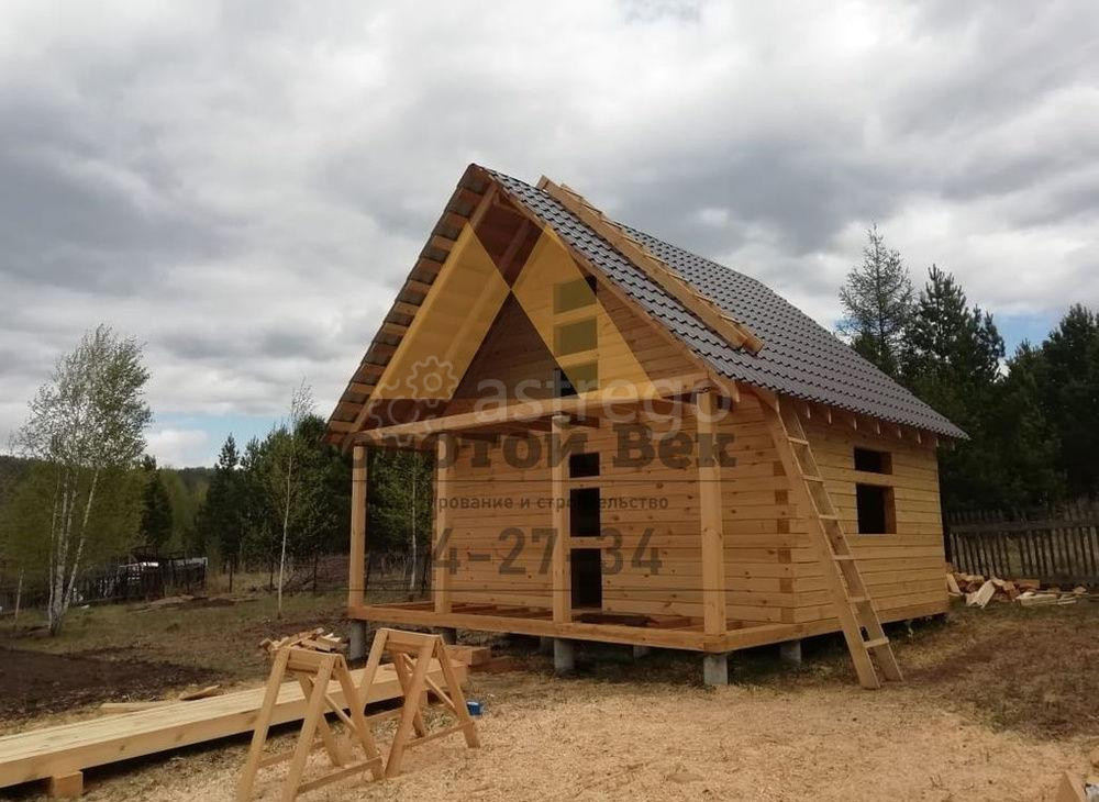 Строительство бани 4.5х6 с мансардой из бруса 15х15 на свайном фундаменте Красноярск - изображение 1