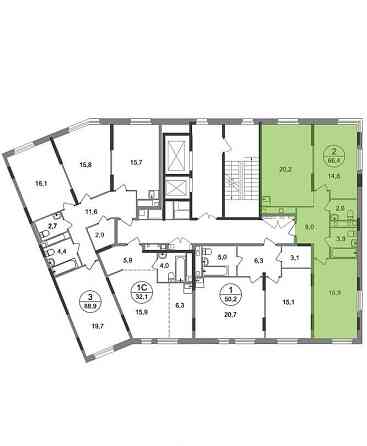 2-комн. квартира, 66 м2, 13/17 эт. Москва