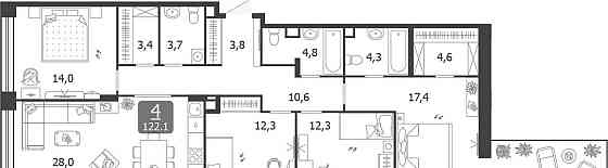 4-комн. квартира, 122.1 м2, 11/14 эт. Москва