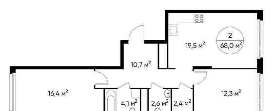 2-комн. квартира, 68 м2, 13/17 эт. Москва
