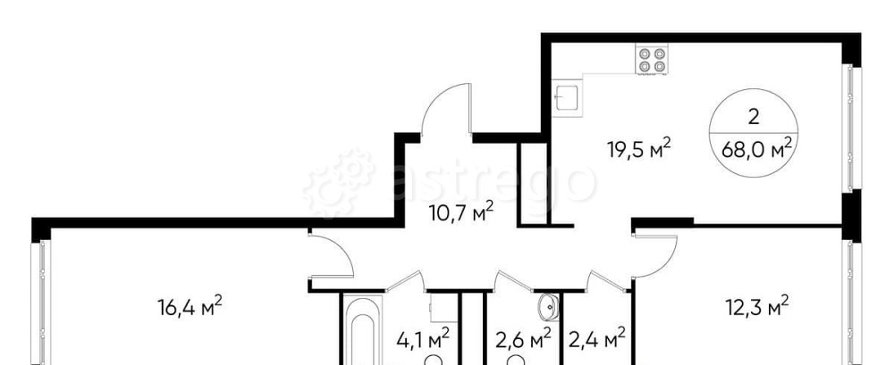 2-комн. квартира, 68 м2, 13/17 эт. Москва - изображение 1