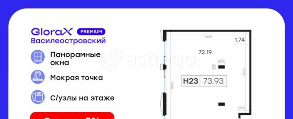 Свободного назначения, 73.93 м2 Санкт-Петербург - изображение 1