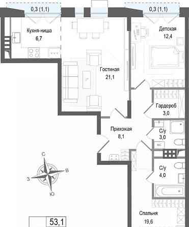 3-комн. квартира, 77.9 м2, 3/8 эт. Королев