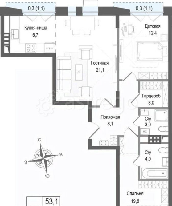 3-комн. квартира, 77.9 м2, 3/8 эт. Королев - изображение 1