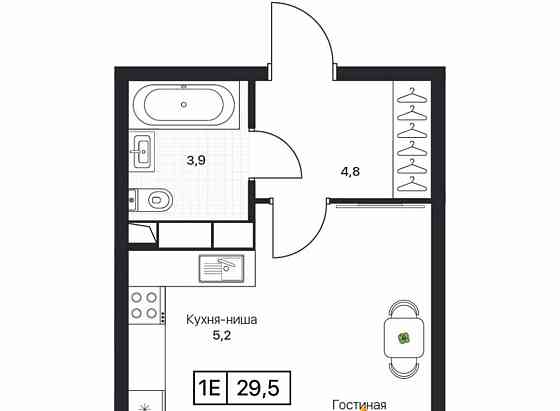 Студия, 28.6 м2, 17/17 эт. Пушкино