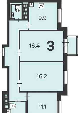 3-комн. квартира, 73.3 м2, 18/22 эт. Москва