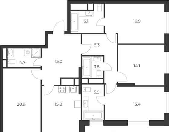 4-комн. квартира, 124.6 м2, 19/21 эт. Москва