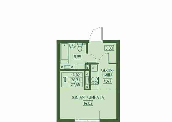 Студия, 27.58 м2, 2/23 эт. Красноярск