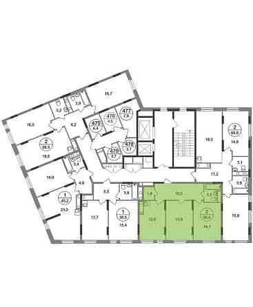 2-комн. квартира, 56 м2, 14/17 эт. Москва