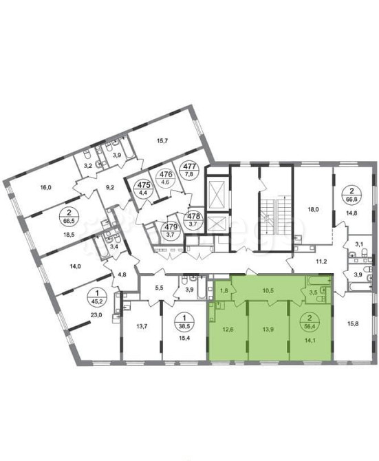 2-комн. квартира, 56 м2, 14/17 эт. Москва - изображение 4