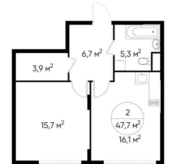1-комн. квартира, 47 м2, 2/17 эт. Москва