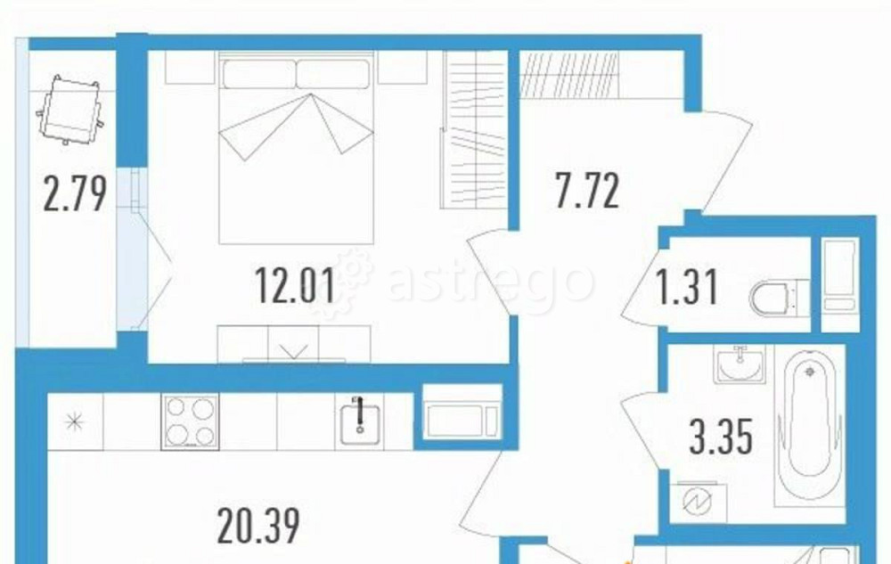 2-комн. квартира, 56.35 м2, 3/12 эт. Санкт-Петербург - изображение 1