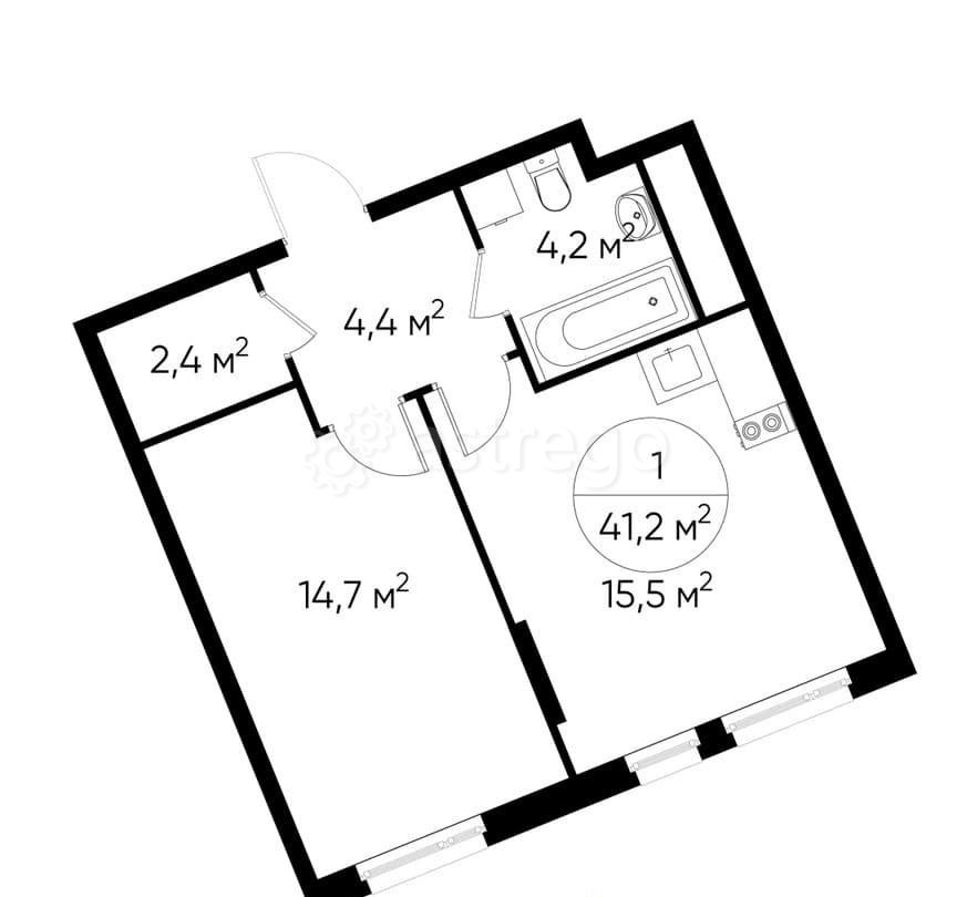 1-комн. квартира, 41 м2, 11/17 эт. Москва - изображение 1