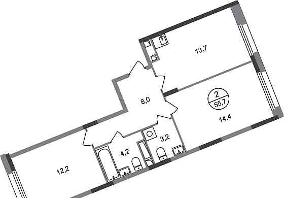 2-комн. квартира, 55 м2, 6/17 эт. Москва
