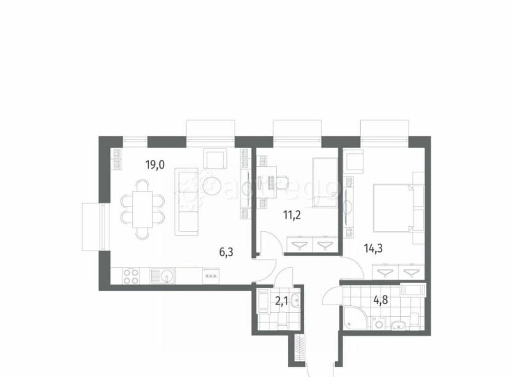 3-комн. квартира, 65.1 м2, 5/12 эт. Санкт-Петербург - изображение 7