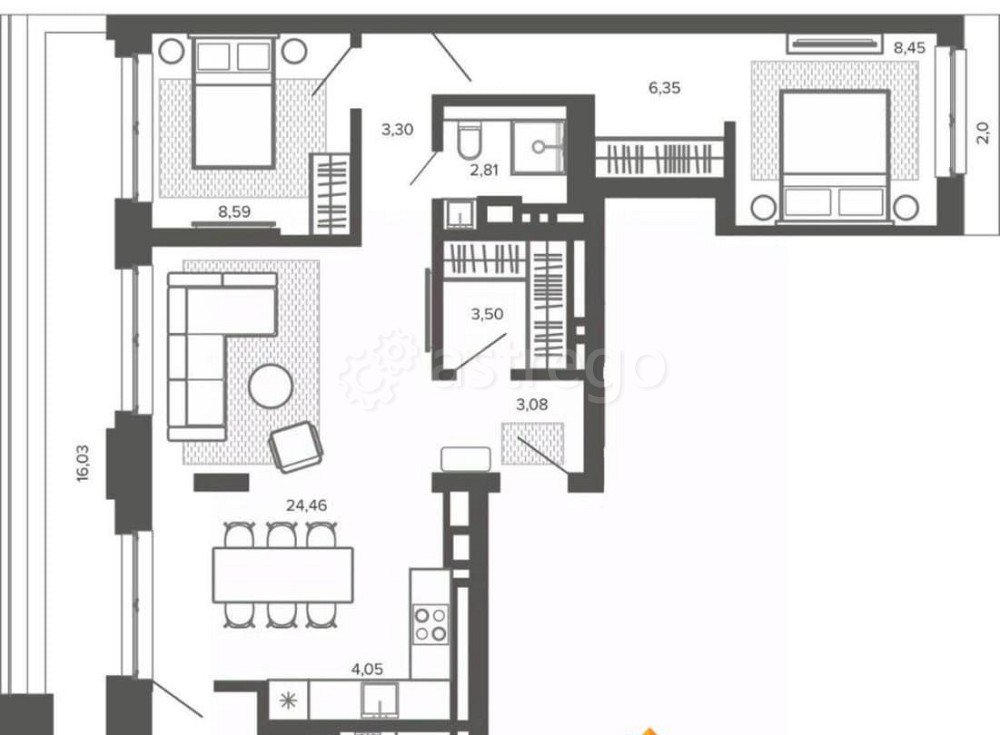 4-комн. квартира, 98.26 м2, 8/9 эт. Барнаул - изображение 1