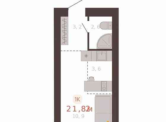 1-комн. квартира, 22.1 м2, 5/5 эт. Новоалтайск