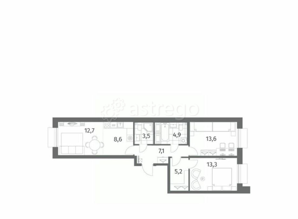 3-комн. квартира, 68.9 м2, 2/6 эт. Санкт-Петербург - изображение 6