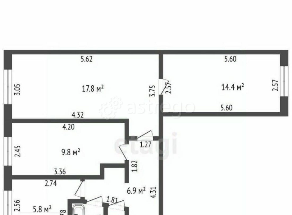 3-комн. квартира, 57.8 м2, 1/5 эт. Стерлитамак - изображение 1
