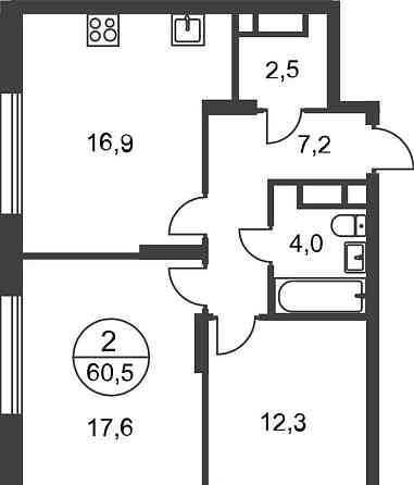 2-комн. квартира, 60 м2, 3/17 эт. Москва
