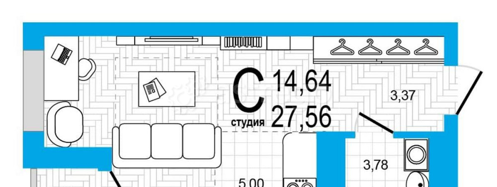1-комн. квартира, 27.56 м2, 24/25 эт. Уфа - изображение 1