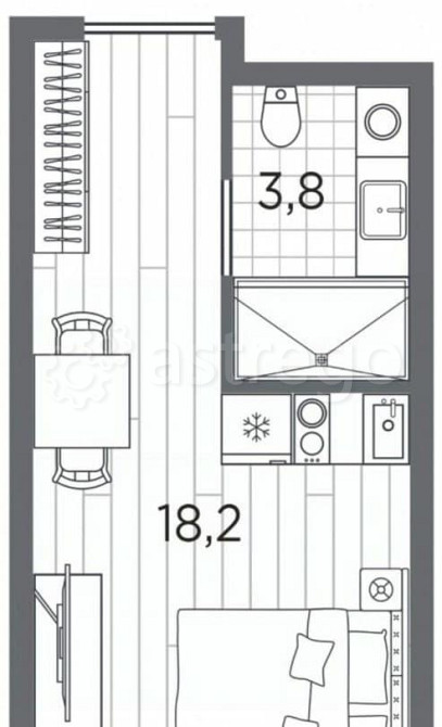 1-комн. апарт-ы, 22 м2, 8/13 эт. Санкт-Петербург - изображение 1