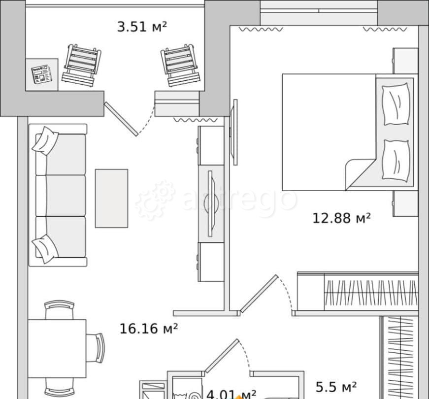1-комн. квартира, 41.93 м2, 3/17 эт. Санкт-Петербург - изображение 1