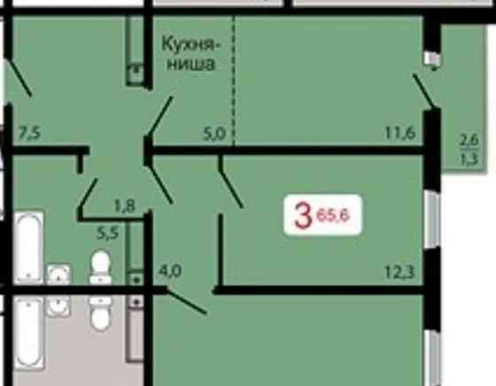 3-комн. квартира, 65.6 м2, 14/17 эт. Красноярск