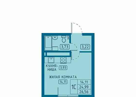 Студия, 26.56 м2, 3/20 эт. Красноярск