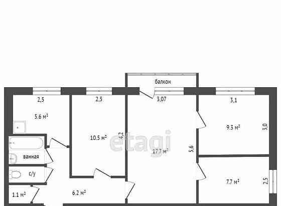4-комн. квартира, 58.8 м2, 5/5 эт. Красноярск