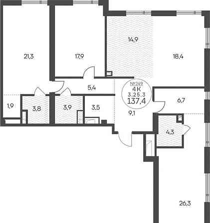 4-комн. квартира, 137.4 м2, 25/41 эт. Москва