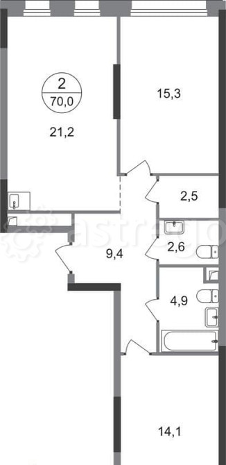 2-комн. квартира, 70 м2, 2/17 эт. Москва - изображение 1