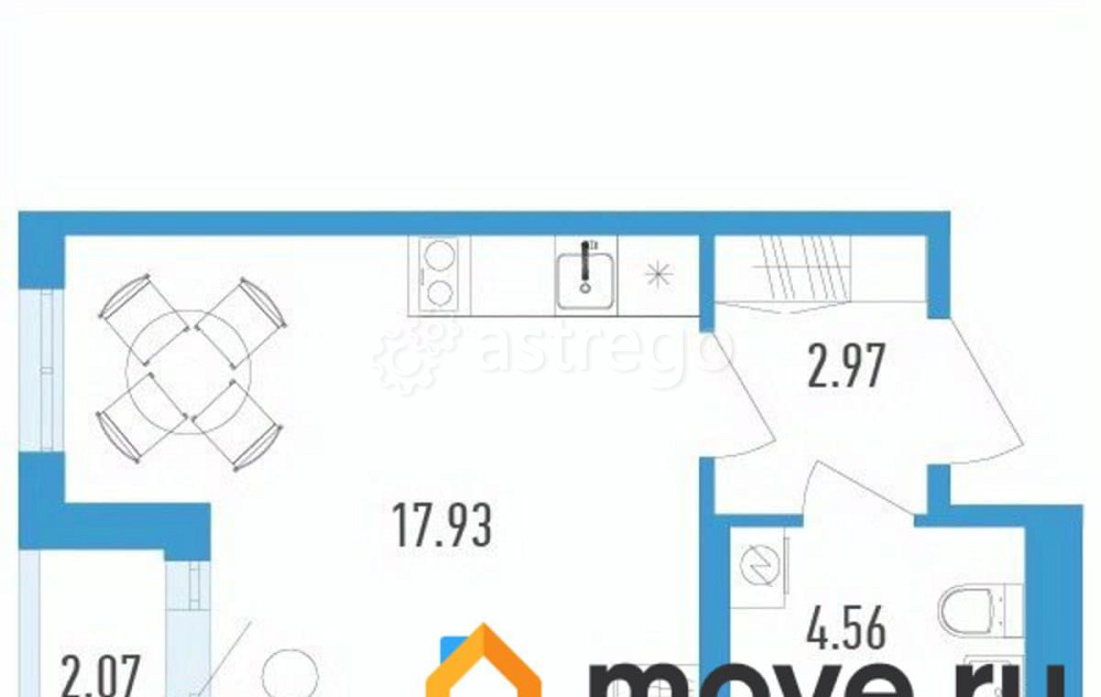 Студия, 26.5 м2, 2/12 эт. Санкт-Петербург - изображение 1